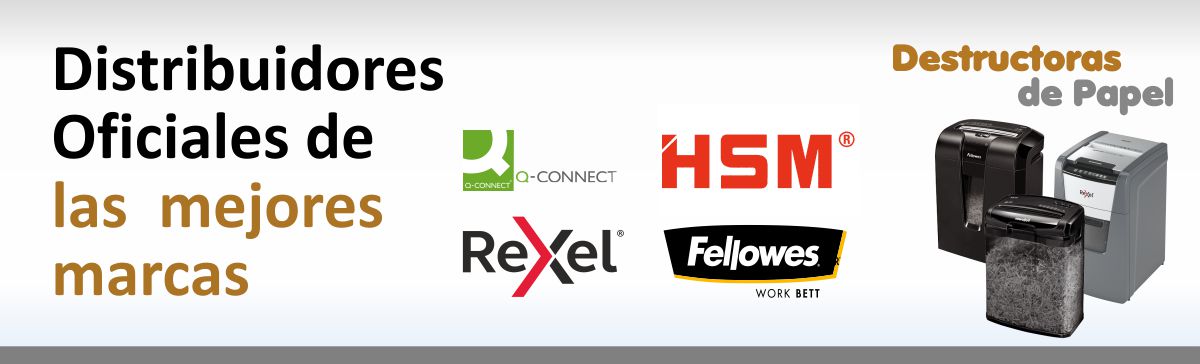 Distribuidores oficiales de destructoras Rexel, Fellowes, Q-Connect